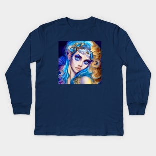 Blue Fantasy Kids Long Sleeve T-Shirt